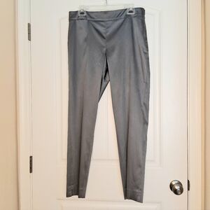 Talbots Curvy Stretch Metallic Sheen Pants Women's Sz 12 Platinum Silver